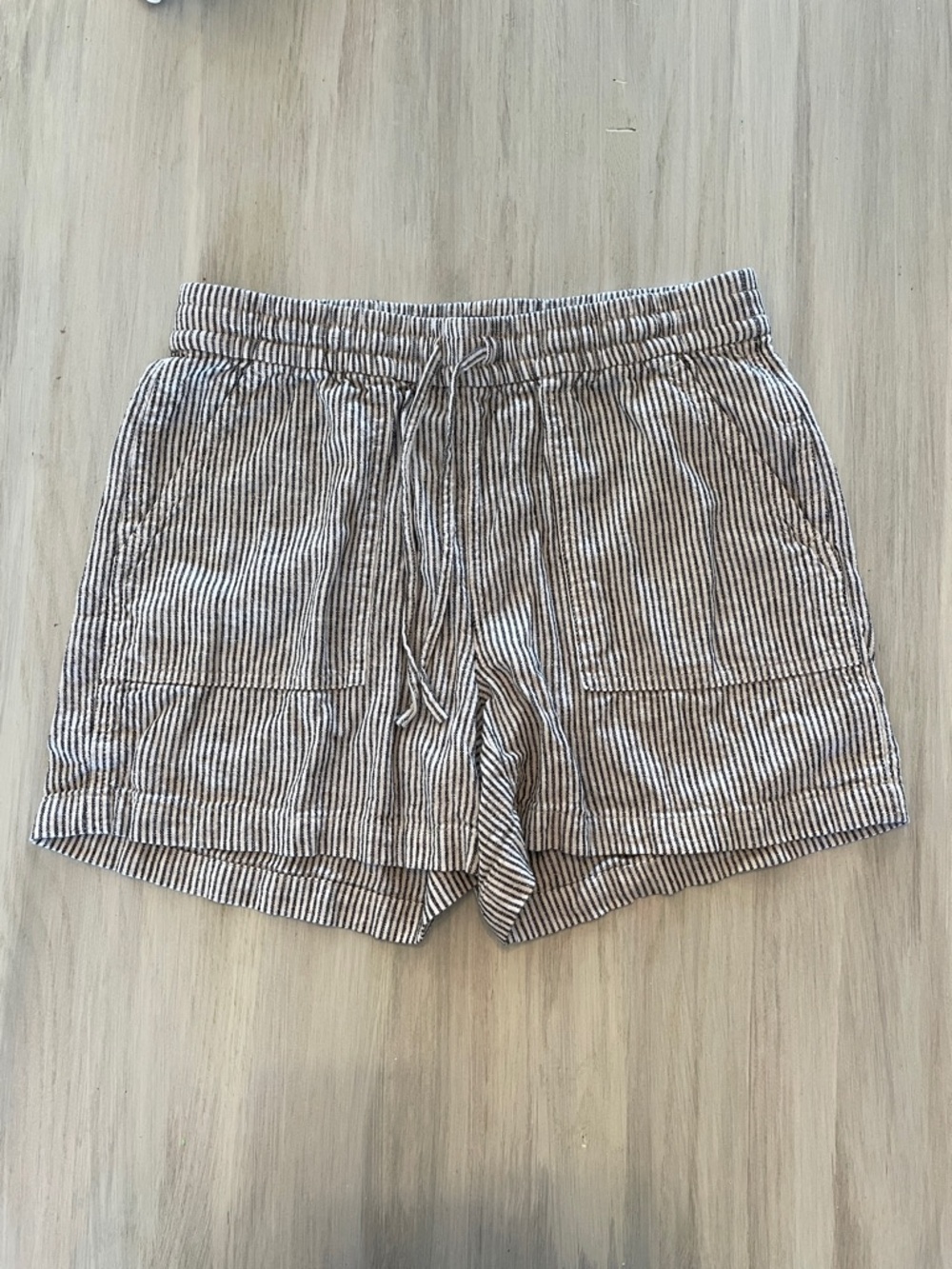 J. Crew Drawstring Linen Striped Shorts